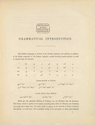 Afghan poetry of the seventeenth century : being selections from the poems of Khush Hal Khan Khatak with transl. and grammat. introd.