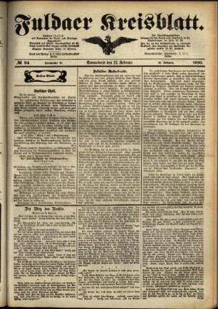 Erste Ausgabe vom Samstag, den 12. Februar 1910.