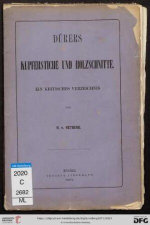 Dürers Kupferstiche und Holzschnitte : ein kritisches Verzeichnis