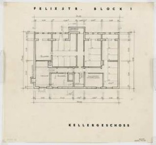 Wohnhäuser Felixstraße 14-22, Berlin-Tempelhof: Grundriss Kellergeschoss 1:100