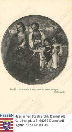 Italien, Siena / Akademie der Schönen Künste, Gemälde 'Die Heilige Familie' in Medaillon