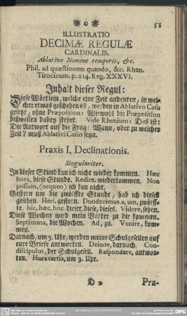 Illustratio Decimae Regulae Cardinalis. Ablativo Nomine temporis, [et]c.