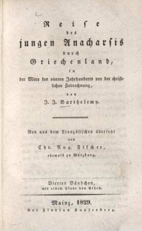 Reise des jungen Anacharsis durch Griechenland, in der Mitte des vierten Jahrhunderts vor der christlichen Zeitrechnung, 4