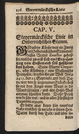 Cap. V. Steyermärkische Linie im Oesterreichischen Stamm