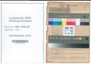 Entnazifizierung Emil Schnickmann , geb. 02.08.1907 (Kaufmann)