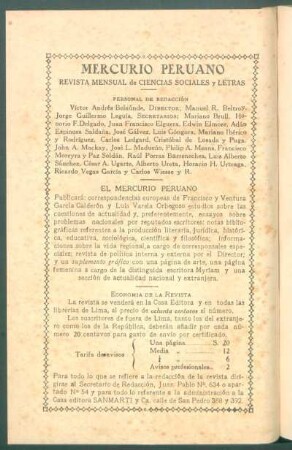 "Mercurio Peruano" - [Pie de imprenta]
