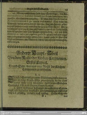 Anderer Haupt-Theil. Vom dem Rechte der Kirchen-Ceremonien