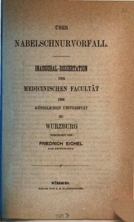 Ueber Nabelschnurvorfall : Inaugural-Dissertation