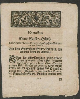 Von dem Sauerthaler Sauer-Brunnen, und von seiner Krafft und Würckung