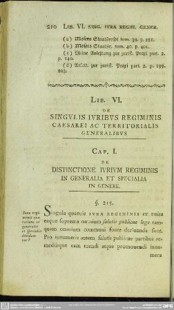 Lib. VI. Singulis Iuribus Regiminis Caesarei Ac Territorialis Generalibus