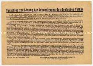 Sonderdruck des Briefes von Grotewohl an Adenauer zur Einberufung eines Gesamtdeutschen Konstituierenden Rates für gesamtdeutsche Wahlen und Friedensvertrag