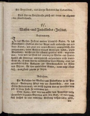IV. Waisen- und Findelkinder-Institut.