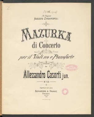 Mazurka di concerto per il violino e pianoforte
