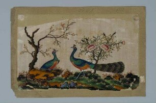Malerei auf Reispapier (Markpapier): zwei Pfauen
