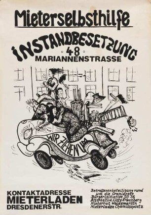 Plakat: Mieterselbsthilfe. Instandbesetzung Mariannenstraße 48