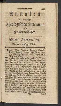 Acht und dreißigste Woche
