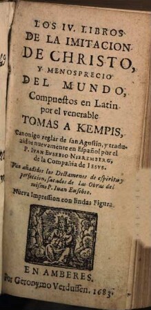 Contemtus mundi : o de la imitacion de Christo