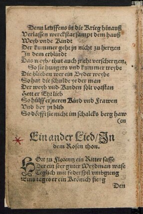 Ein ander Lied/ Jn || dem Rosen thon. ||