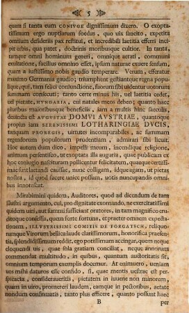 Oratio solemnis de auspicatissimo connubio serenissimae excelsissimaeque principis ac dominae, dominae Mariae Theresiae principis Augustae ...