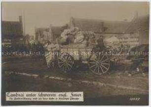 Bevölkerung von Cambrai auf der Flucht