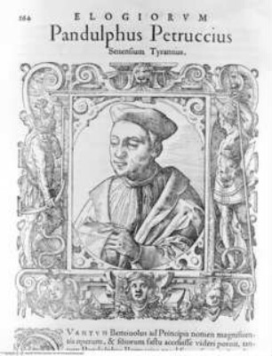 Pauli Iovii Elogia virorum literis illustrium, ..., Seite 264: Bildnis des Pandolfo Petrucci