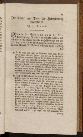 Die Epistel am Tage der Heimsuchung Marias. Jes. 11, V. 1-6