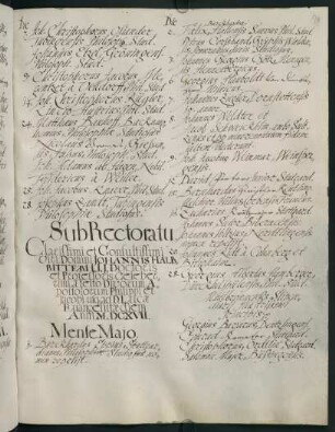 Sommerhalbjahr 1617. Rektorat Johann(es) Halbritter