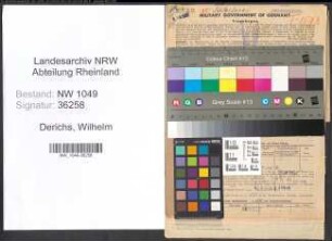 Entnazifizierung Wilhelm Derichs , geb. 27.02.1912 (Metzger)