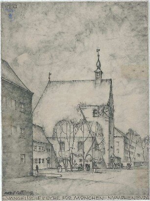 Bestelmeyer, German; München - Nymphenburg; Ev. Stephanuskirche - Perspektive