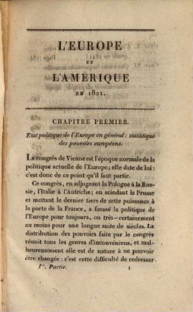L' Europe et l'Amérique en 1821, 1