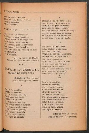 Sacate la caretita : (Tango de gran moda)