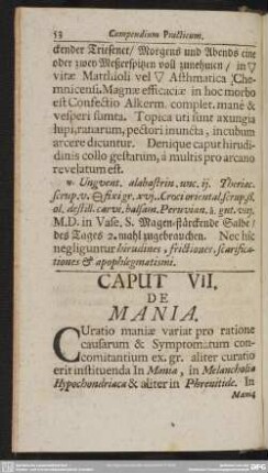 Caput VII. De Mania