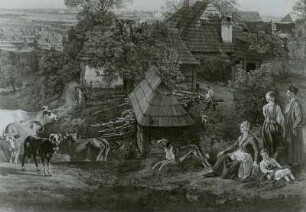 Ansicht der Wiesen von Wilanow (gesehen von der Weichselhöhe neben dem sogenannten Belvedere-Palais in der Nähe von Schloß Ujazdow)