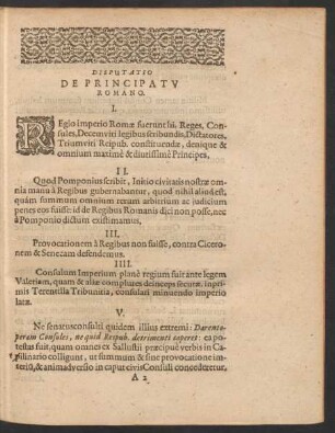 Disputatio De Principatu Romano.
