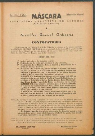 Asamblea General Ordinaria : Convocatoria