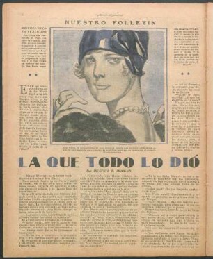 La que todo lo dió : Nuestro folletín