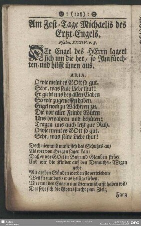 Am Fest-Tage Michaelis des Ertzt-Engels