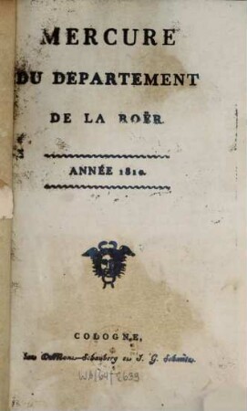 Mercure du Département de la Roër. 1. 1810
