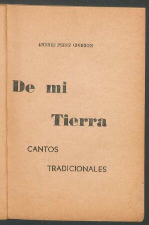 De mi tierra : Cantos tradicionales