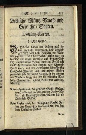 Biblische Muentz- Maaß- und Gewicht-Sorten