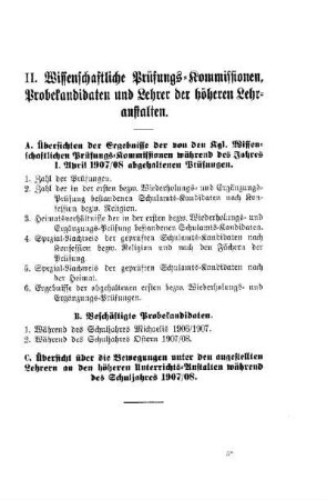 Wissenschaftliche Prüfungs-Kommissionen, Probekandidaten und Lehrer der höheren Lehranstalten