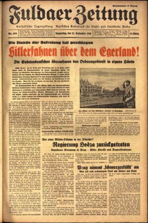 Ausgabe vom Donnerstag, den 22. September 1938.