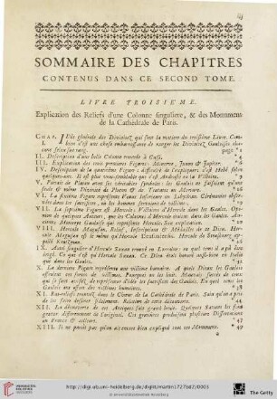 Sommaire des Chapitres