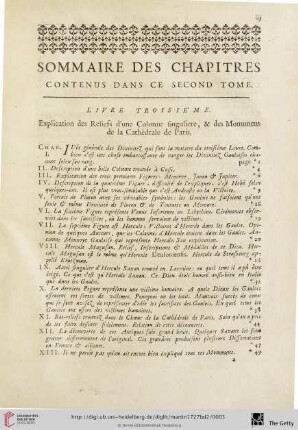 Sommaire des Chapitres