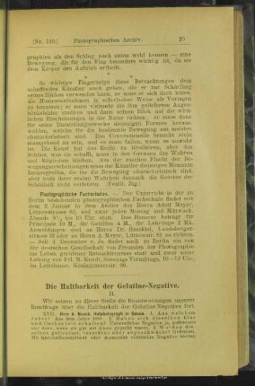 Die Haltbarkeit der Gelatine-Negative