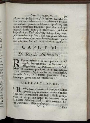 Caput VI. De Regulis Arithmeticis.