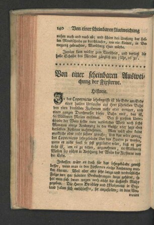 Von einer scheinbaren Ausweichung der Firsterne.