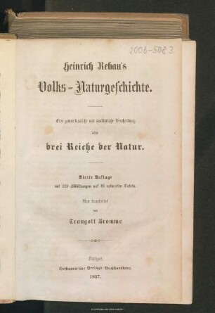Heinrich Rebau's Volks-Naturgeschichte : eine gemeinfassliche und ausführliche Beschreibung aller drei Reiche der Natur