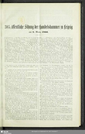 305. öffentliche Sitzung der Handelskammer zu Leipzig am 6. März 1900