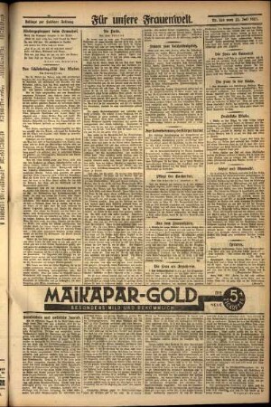 Zweite Ausgabe vom Freitag, den 22. Juli 1927.